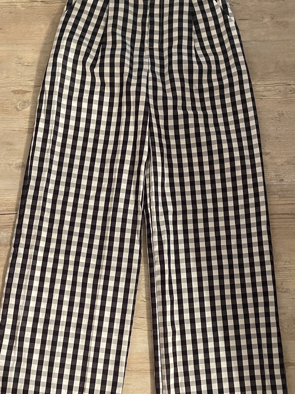 Commense Girls Black and White Gingham Wide-Leg Pants